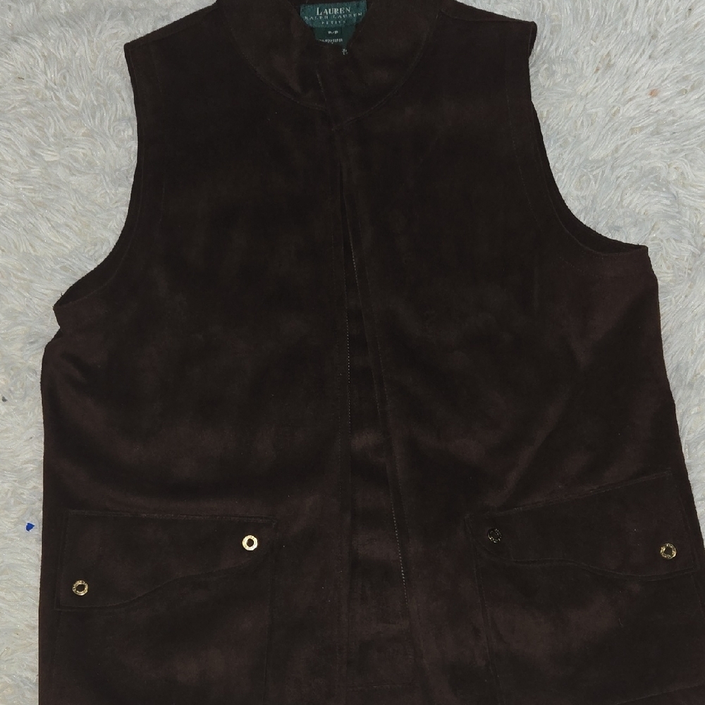 Ralph Lauren Brown Crop Top Suede Finish